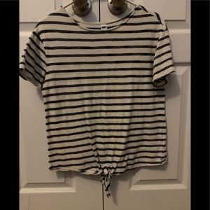 Blue and White Striped Top w/ knot in front